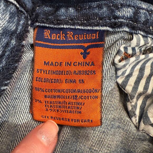Rock Revival Gina Skinny Jeans Womens Size 29 x 30.5 with Embellished Pockets - Picture 7 of 10